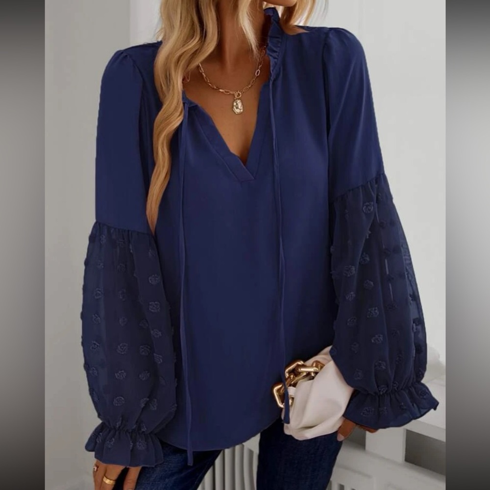 Boho Swiss Dot Oversized Blouse - Picture 15 of 16